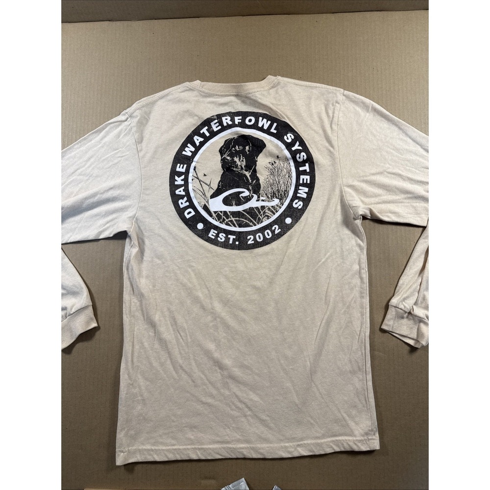 Drake Waterfowl Americana Chocolate Lab, Cream, Size Medium, Long Sleeve